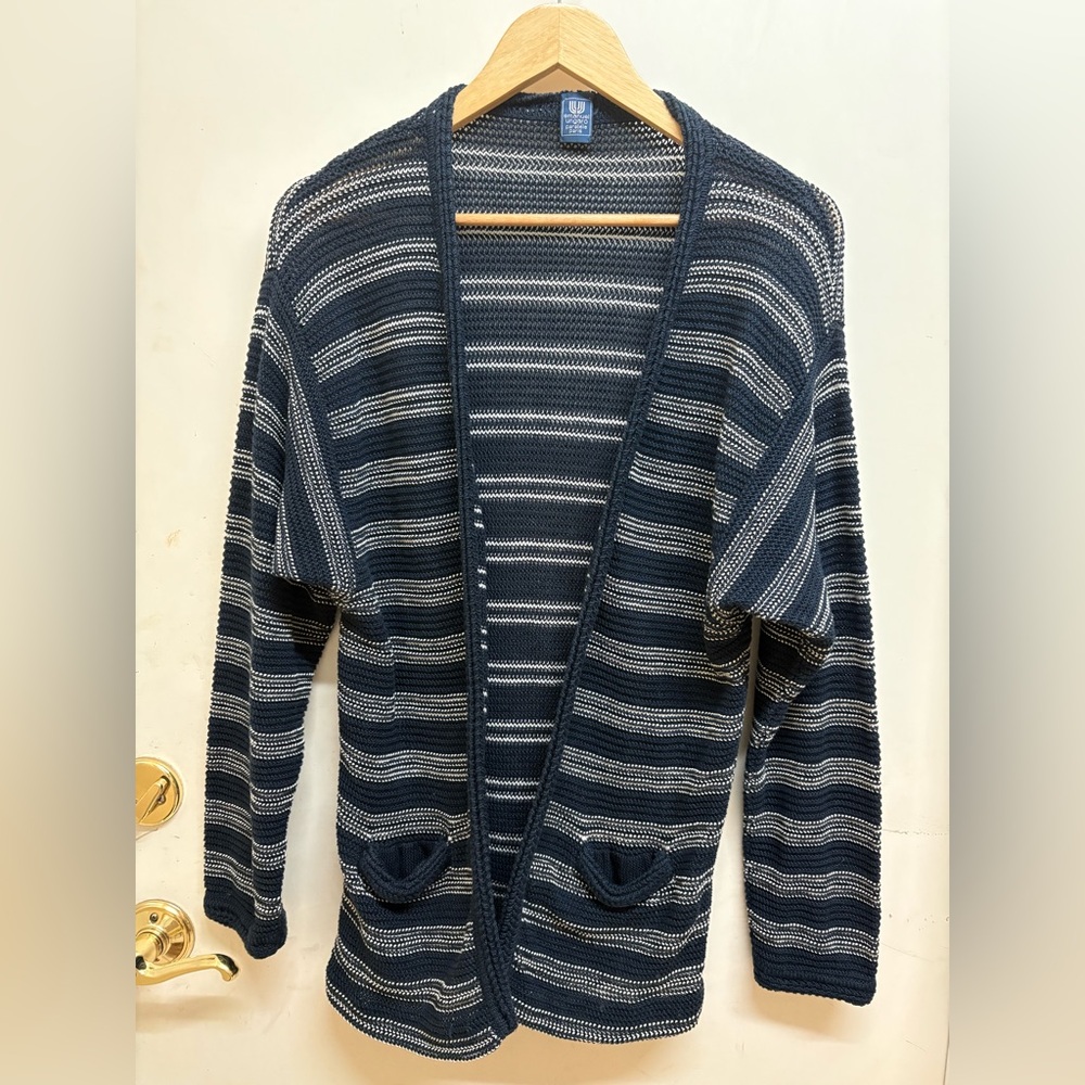 Emanuel Ungaro Navy and White Striped Cardigan